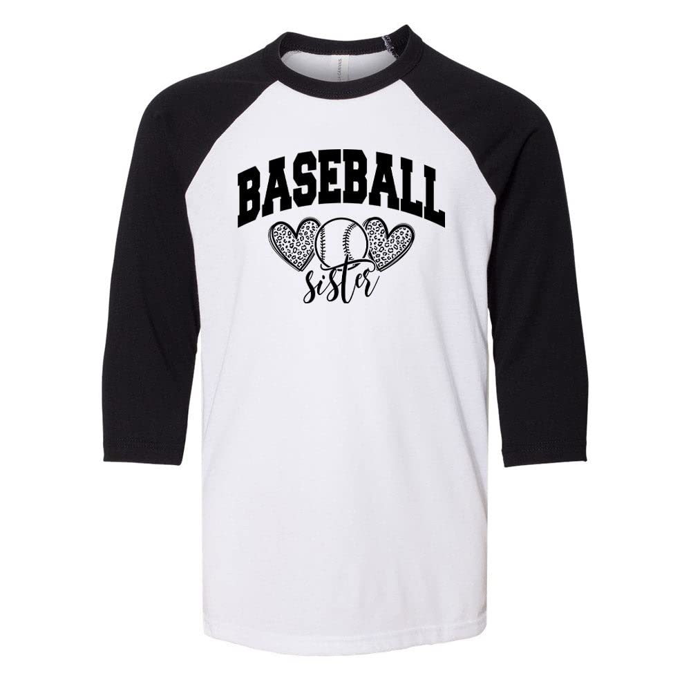 Arch Baseball Sister Kids Three-Quarter Raglan Sleeve Baseball Shirt Youth Medium White/Black
