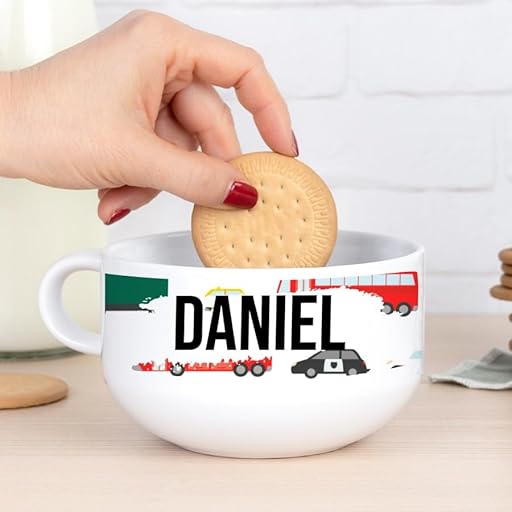 Wanapix | Tazón desayuno Personalizado con asa | Bol de cerámica para desayunar | Apto microondas y lavavajillas | Cars | Ya disponible en tu tienda friki favorita! En mundofriki.es!