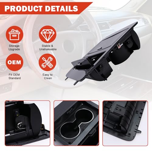 Portavasos consola carbono compatible Chevy GMC 2007-14 miniatura 5