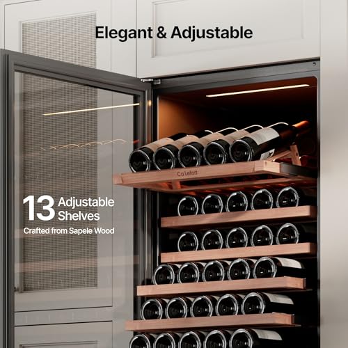 Image of Ca'Lefort 24 Inch Wine Fridge - 155 Bottle Wine Cooler Refrigerator | 69-Inch Tall Wine Cellar, Quiet Inverter Compressor, 40-65F Temperature Control, Display Shelf, Glide-Out Shelves & Drawer
