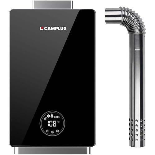 CAMPLUX Propane Tankless Water Heater, Instant Hot Water Heater, 3.18 GPM On Demand, Propane, Indoor, Black