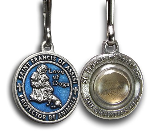 The Christian Mint, LLC St. Francis of Assisi Enameled Pet Medal with Capsule of Assisi Soil (for Smaller Dogs) (Blue)