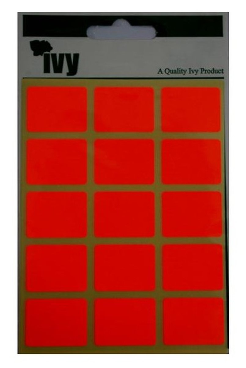 19mm x 25mm Rectangle Fluorescent Red Sticky Labels Self Adhesive Label Stickers (60 Stickers) Ivy 232291