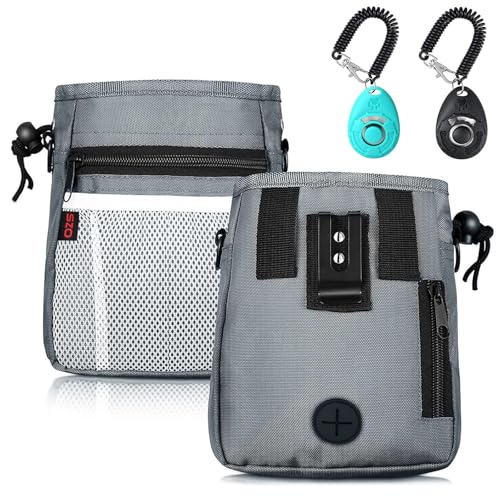 Dog Treat Pouch - 3 Ways to Wear Treat Pouches for Pet Training and 2 Pieces Clicker Taining for...