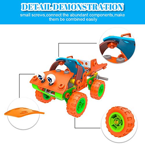 BeebeeRun 5 in 1 Educational Construction Building Toys Set for Kids, DIY Building Blocks Learning STEAM Toys, 136 Piece Creative Building Games for Boys & Girls Age 3 4 5 6 7 8 9 10 Year Old