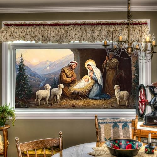Vinilo decorativo ventana escena nacimiento 39.3x17.7 pulg miniatura 1