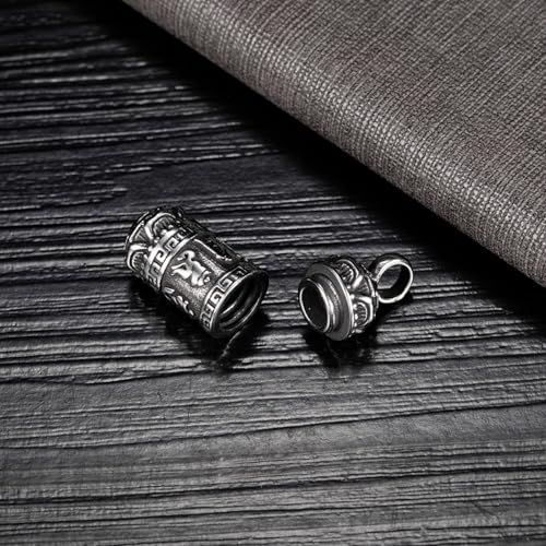 Gau Box Locket Necklace Openable Om Mani Padme Hum Pendant, Vintage Titanium Steel Tibetan Buddhist Amulet for Spiritual Protection3