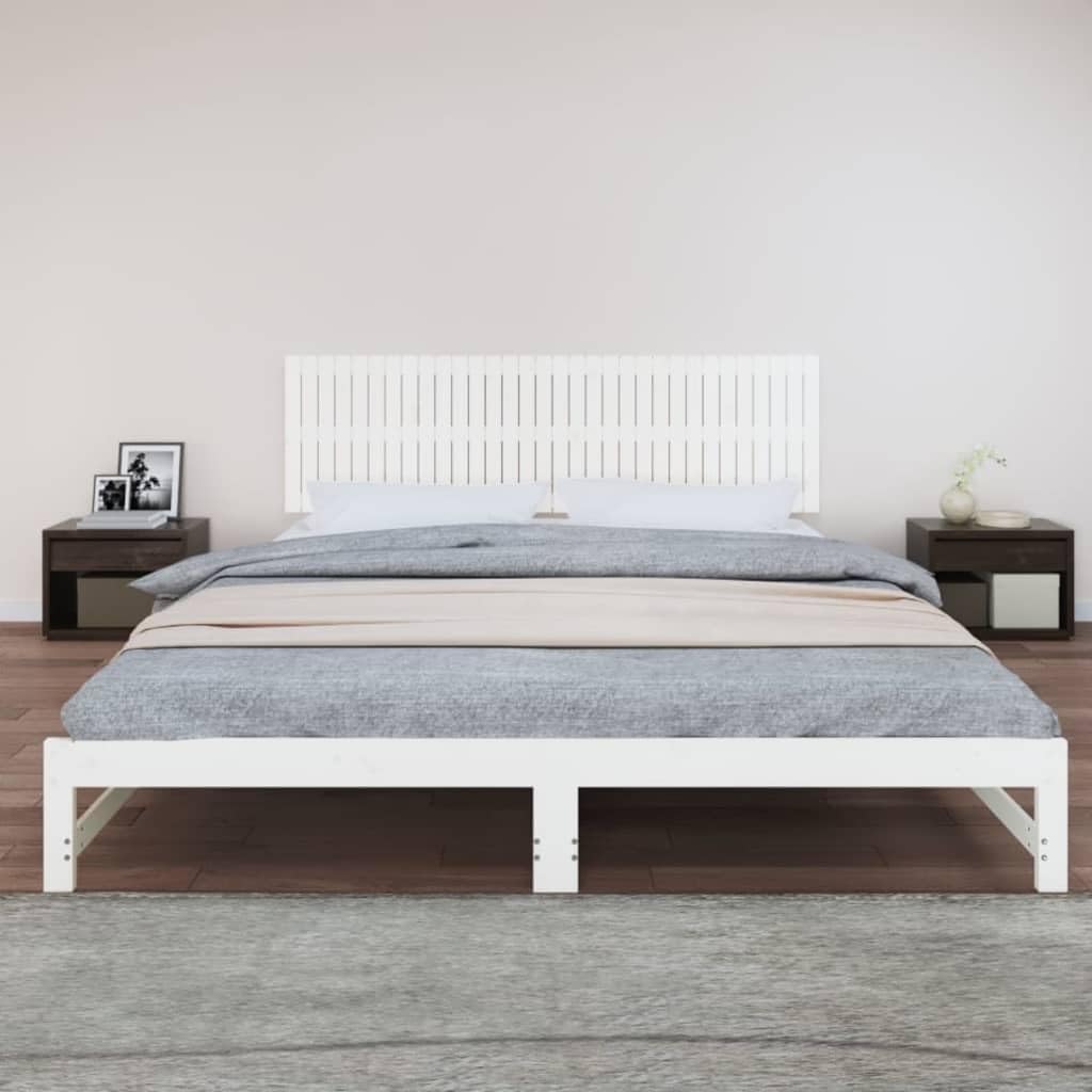 824829 Testiera da Parete Bianca 204x3x60 cm in Legno Massello di Pino Testata in Legno,Testata Letto Matrimoniale Muebles Dormitorio Spalliera Letto Testiere per Letto Matrimoniale