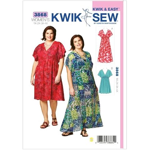 Kwik Sew K3868 Dresses Sewing Pattern, Size 1X-2X-3X-4X Cover