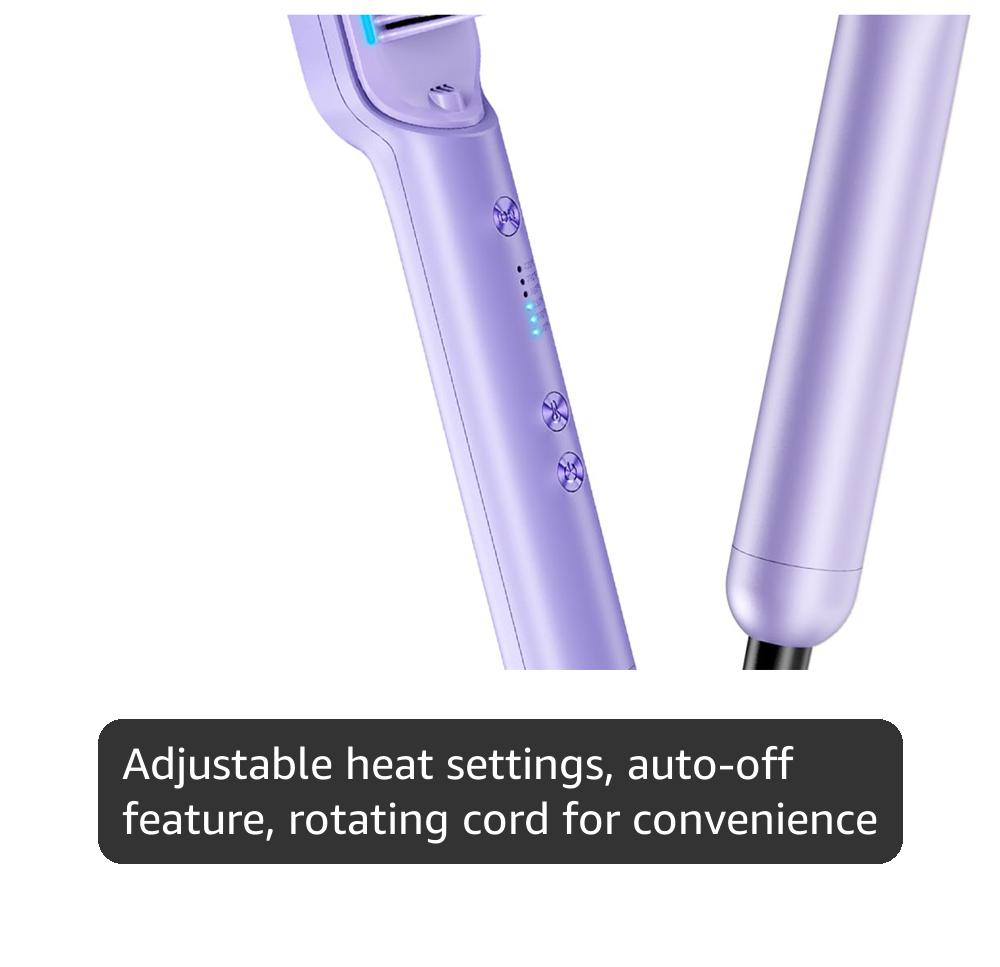 Wavytalk Hair Straightener Brush, Sleek Sweep Ionic Straightening Brush with 6 Temperature Adjust, Anti-Scald Ceramic Straightening Comb Fast Heating for Home Salon, Dual Voltage, Purple.