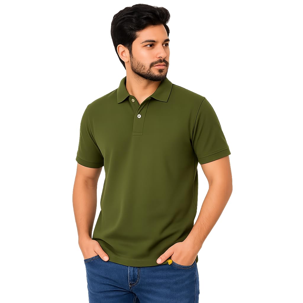 Polo Neck T-Shirt for Men | 100% Pure Cotton 220 GSM | Half Sleeve Solid Polo Collar | Regular Fit Breathable Casual T-Shirt for Office, Travel, Daily Wearing-picture-11