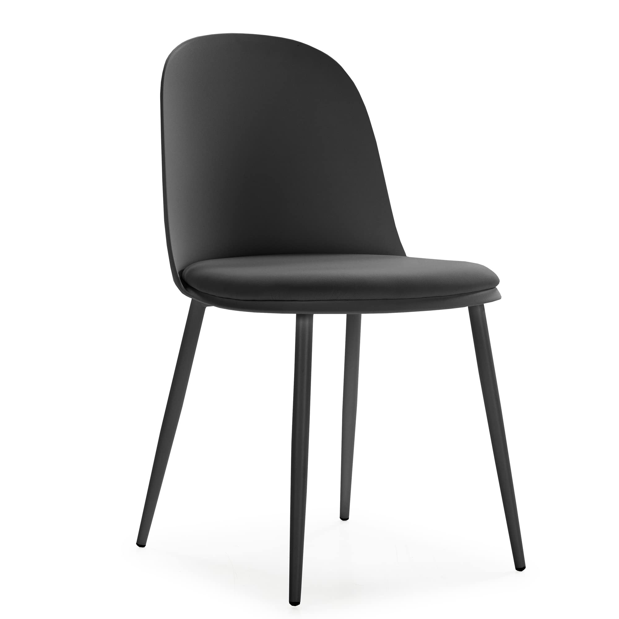 HOMN LIVING Set di 4 sedie Kana Nere, Gambe in Metallo e Sedile Imbottito, 45 cm (Larghezza) 51,5 cm (profondità) 83 cm (Altezza)