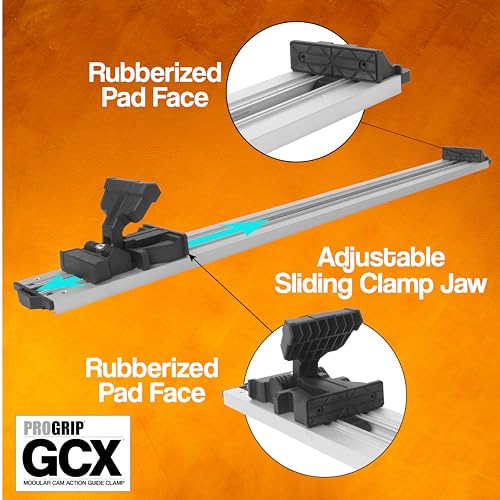 Image of ProGrip GCX 100 inch Straight Edge Clamp for Circular Saw - Precision Saw Guide for Accurate Crosscuts & Rip Cuts - Extendable Aluminum Guide Rail for Woodworking & DIY Projects