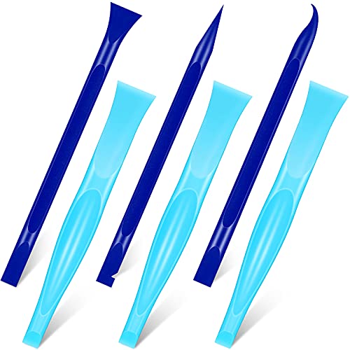 6 Pieces Non-Scratch Plastic Scraper Tool Carbon Fiber Plastic Cleaning Scraper Tool Pen-shaped Scraper Tool Stiff Scraper Cleaning Tool for Kitchen Sticker Scratch Cleaning (6, Assorted Color)