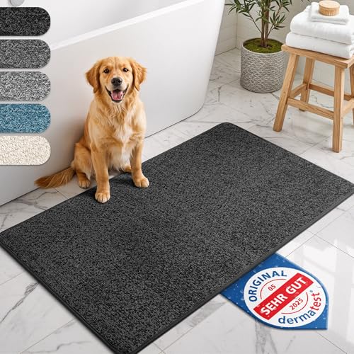 Bodenständig® Badematte schwarz – rutschfest & Waschbar – Saugstarke...