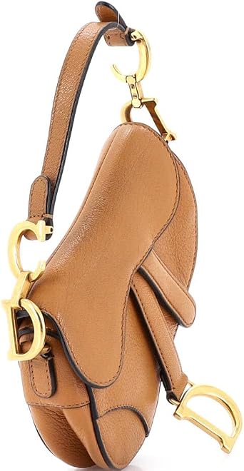Pre-Loved Saddle Handbag with Strap Leather Micro, Brown