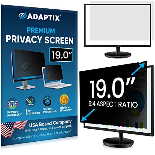 Adaptix Monitor Privacy Screen 19” – Info Protection for Desktop Computer Security – Anti-Glare, Anti-Scratch, Blocks 96% UV – Matte or Gloss Finish Privacy Filter Protector – 5:4 (APF19.0)