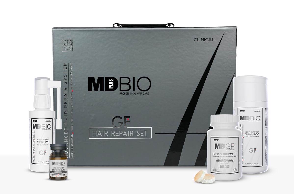 MD PLUS BIO Advanced Special Formula Package - Clinical Hair Transplant Repair Kit – Special Hair Care Set Containing; Shampoo, Serum, Multivitamins