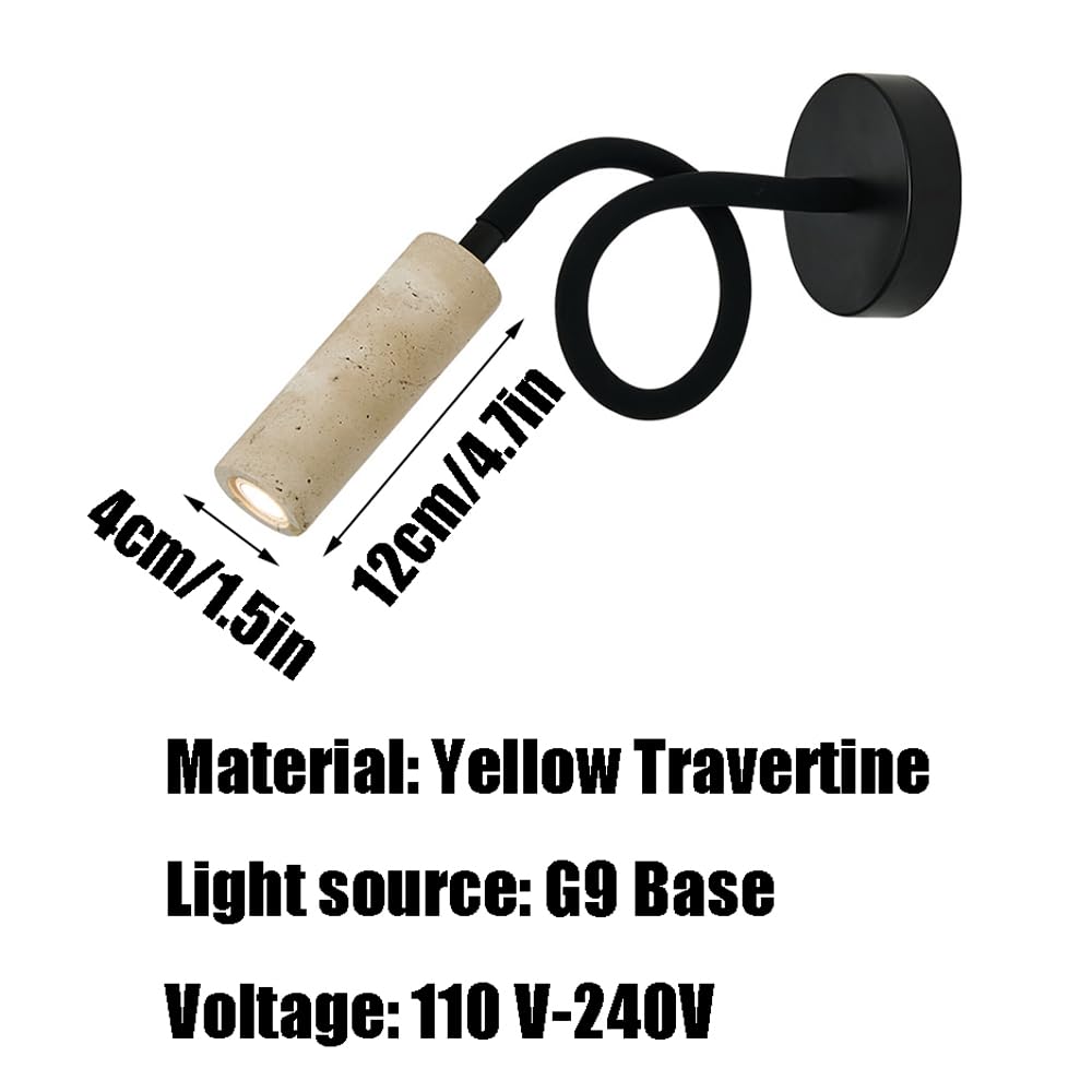 Single Head Minimalist Wall Light, Nordic Industrial Style Yellow Travertine Lamp, G9 Source Flush Mount Sconce, Restaurant Balcony Bedroom Mounted Lighting Fixtures