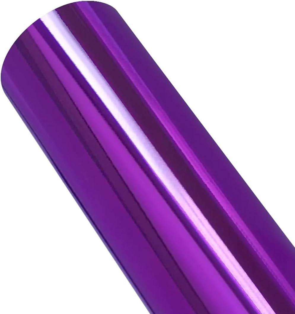 19.7x236.2in Mirror Effect Chrome Car Vinyl Wrap, Glossy Self Adhesive Air Release DIY Decal Sticker, Purple