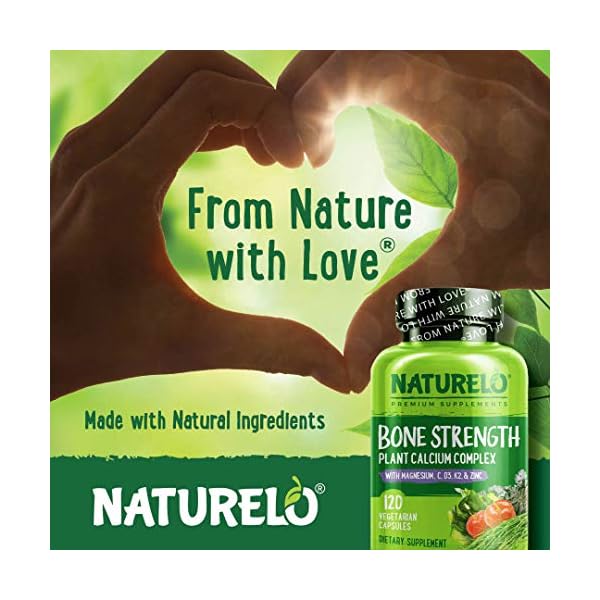 NATURELO-Bone-Strength-Plant-Based-Calcium-Magnesium-Potassium-Vitamin-D3-VIT-C-K2-GMO-Soy-Gluten-Free-Ingredients-Whole-Food-Supplement-for-Bone-Health-120-Vegetarian-Capsules NATURELO Bone Strength - Calcium Magnesium Supplement for Bone Health - Plant-Based, Whole Food Formula with Potassium, Vitamins C, K2, D3 - Non-GMO, Soy-Free, Gluten-Free - 120 Vegan Capsules