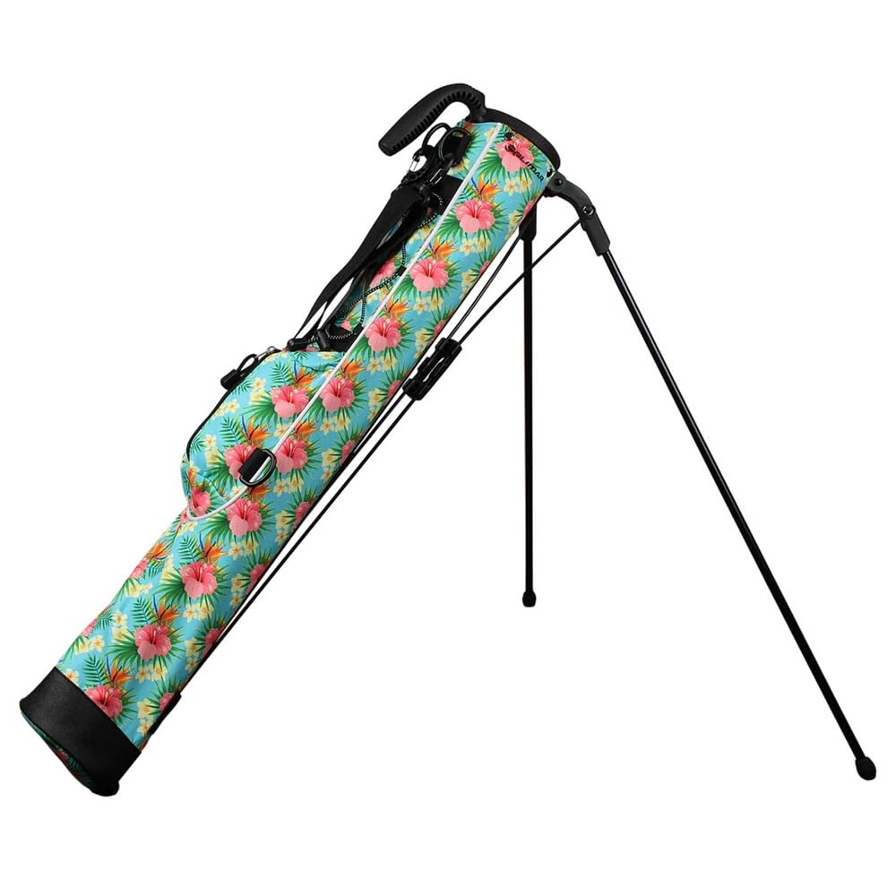Orlimar Pitch 'n Putt Lightweight Sunday Golf Bag with Stand for Women, Ultra-Light Carry Design, Two-Way Divider Top, Shoulder Strap, Compact Golf Club Bag, Hawaiian Hibiscus
