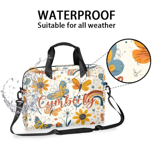 Personalized Name Flower Laptop Bag for Women, Custom Computer Bag Messenger Bags for Work Business, 16 Inch2