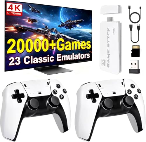 Retro Konsole mit über 20.000 Spielen – HDMI Retro Spielekonsole für TV – Plug & Play mit 2 komfortablen Controllern – Geschenkidee für Familie & Freunde (128G)