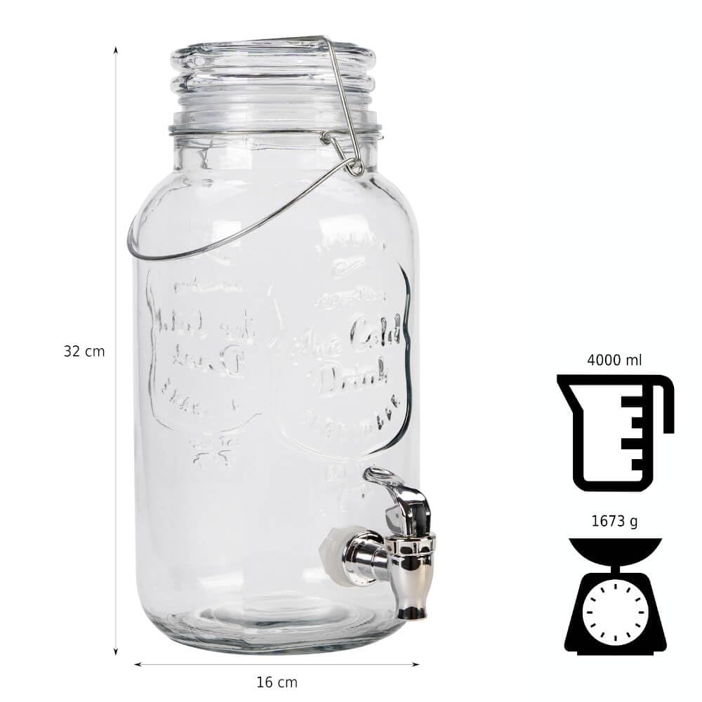 Caraffa Vetro 7,5 Lt Con Rubinetto - Dispenser Bevande Per Feste - Foto 6