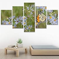 SIGNWIN 5 Panel Canvas Wall Art Birds Butterfly Closeup Colorful Contemporary Home Office Modern Art Multicolor Photography for Home Decorations Ready to Hang - 60