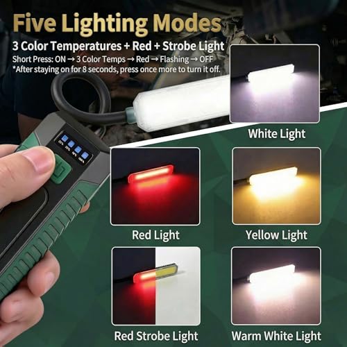 Image of LETOUR Rechargeable LED Work Light 500Lumen with Flexible Gooseneck 360 Rotate Mechanic Grill Light, Built in 2000mAh Battery for Car Repair, Emergency, Camping, Outdoor & Mechanics Tools