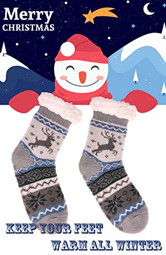 Image of MOGGEI Girls Slipper Fuzzy Socks Kids Boys Fluffy Fleece Lined Warm Plush Sherpa Winter Child Home Socks