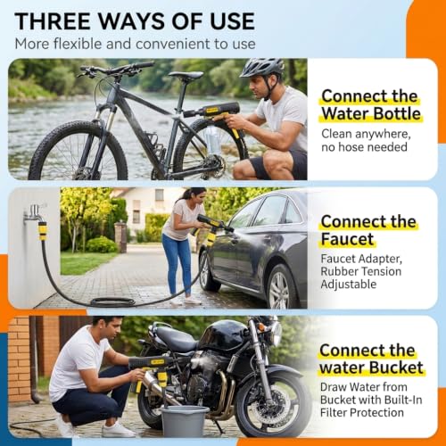 Image of STHIRA Car Washer High Pressure Gun 2600mAh 5in1 Washing Spray Foam Cannon | Foldable Cordless Rechargeable 2 Gear Pressure Washer for Car, Bike Washing, Patios and Garden