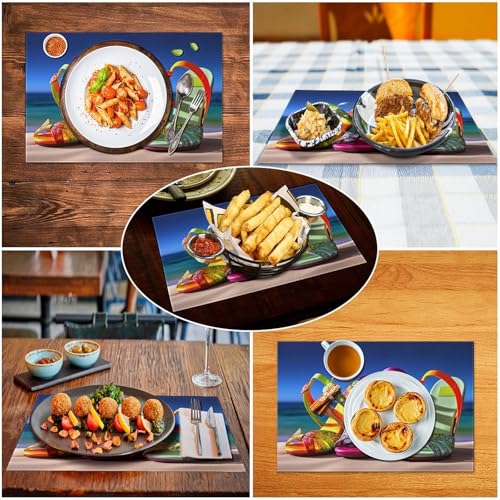 Sets de table de cuisine antidérapants 45 x 30 cm lot de 6 colorés lavables