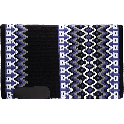 Schneiders Lacey Oversized Western Show Saddle Blanket for Horses | Size 34x40 | Color Purple/Grey | 100% New Zealand Wool | Non-Slip Structure | Ideal Size for Work Pads | Leather Wear Patches
