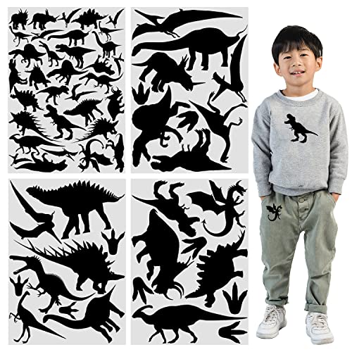 Iron On Black Dinosaurs Silhouette Dinosaur Footprint Heat Transfer Diy Fabric Vinyl For Sport Jerseys T Shirts Clothes Slogan Printing Crafts Decal (Color 1) #TOP8