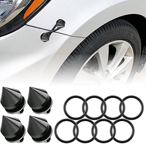 Rolling Gears JDM Bumper Quick Release Front Rear Bumper Fasteners, Spike 4 Piece (Black), 8 x O-Ring