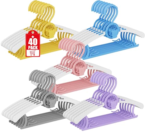 Besslly HAG-009-2 40 Pack Baby Hangers For Nursery Closet, Adjustable Non-Slip Kids Baby Clothes Hangers Toddler Infant Pants Hangers cover