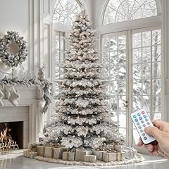 YITAHOME 9ft Prelit Mountain Pine Flocked Christmas Tree with Remote