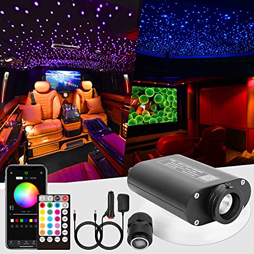 Lowest Price CHINLY 16W 450pcs 0.03in 9.8ft Car Use Bluetooth RGBW LED Fiber Optic APP&Remote Music Mode Star Ceiling Headliner Light Kit+Adapter+Cigarette Lighter for Car/Ceiling