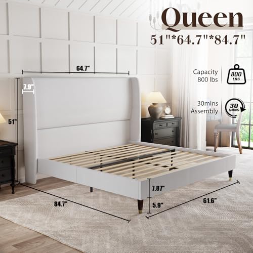 Queen Platform Bed Frame 51.2" High Headboard Tall Upholstered Bed for Bedroom Easy Assembly
| Queen Platform Bed Frame 51.2" High Headboard Tall Upholstered Bed No Box Spring Required
| Queen Platform Bed Frame 51.2" High Headboard Tall Upholstered