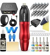 Tattoo Kit Wormhole Tattoo Pen Kit Tattoo Machine Kit, Tattoo Gun Kit with Cartridge Needles, Tat...