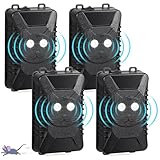 4 Pack Ultrasonic Rodent Repellent for Car Engines Under Hood Animal Repeller Battery Powered Rat Deterrent Mouse Blocker with LED Strobe Lights Car Truck RV Rodent Defense Vehicle Protection