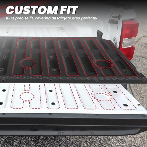 Image of LASFIT Truck Tailgate Mat for Ford Maverick 2026 2025 2024 2023 2022 Hybrid & Gasoline Truck Bed (Not Fit Drop-in Liners) Custom Fit All Weather Protector TPE Easy-Clean Tailgate Liner,1pc Black