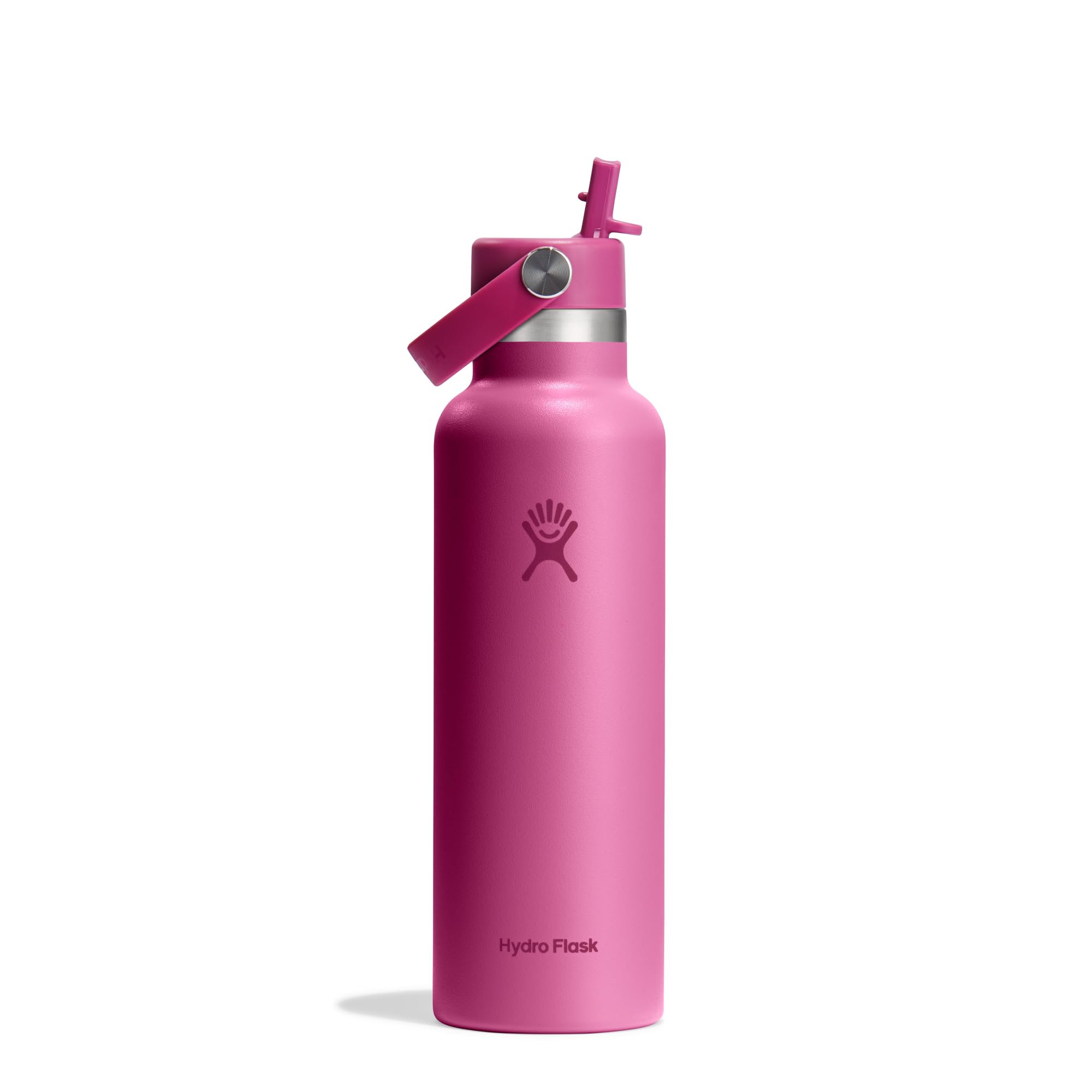 Hydro Flask  Pink Standard Mouth Water Bottle 621 Ml (21 Oz) With Flex Straw Cap, Sports Direct