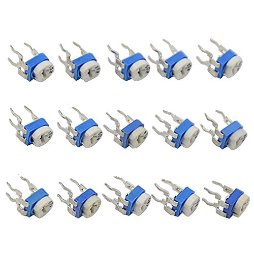 XLX 150PCS Variable Resistor Trimmer Potentiometer Assorted Kit 1/10 Watt 100 to 1M Ohm 15 Values (10pcs for Each Value) with Storage Box