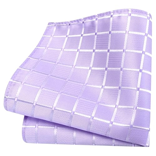 Image of GUSLESON 3.15 inch（8cm） Mens Tie and Lapel Pin Plaid Checkered Necktie Hankerchief Cufflinks Set for Men