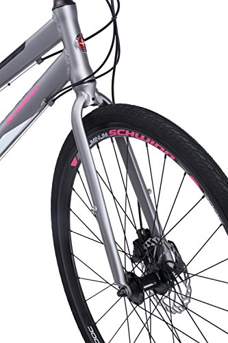 Schwinn Phocus 1500 Flat Bar Sport Fitness Hybrid Bicycle, Featuring 17-Inch/Small Aluminum Step-Through Frame and Mechanical Disc Brakes with Shimano 24-Speed Drivetrain and 700c Wheels, Matte Grey