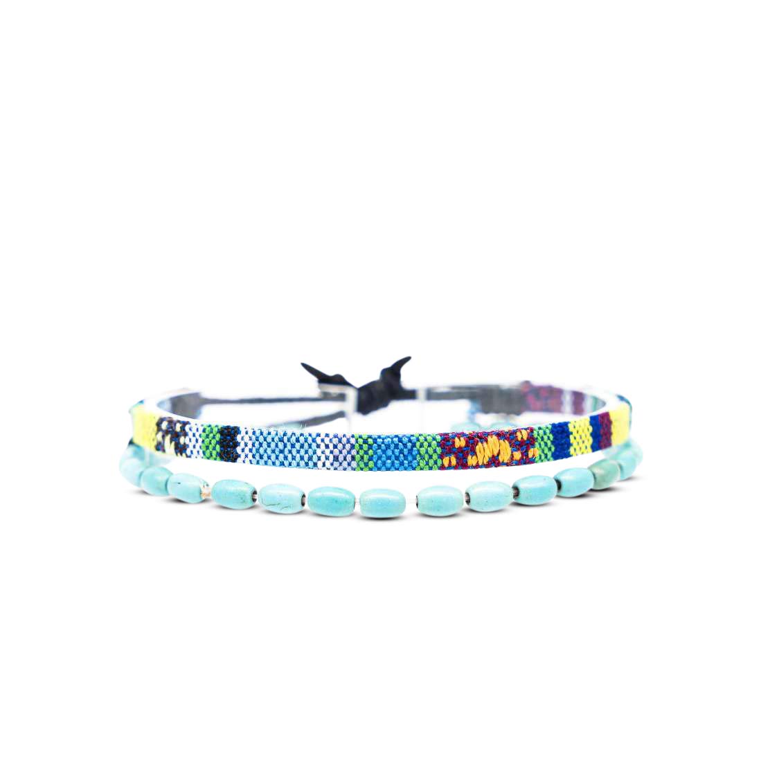 Made by Nami 2 Pcs Boho Surfer Bracelets for Men and Women Waterproof and Adjustable Beach Bracelets for Men and Women Set of 2 Beaded & Braided Turquoise Beads & Turquoise