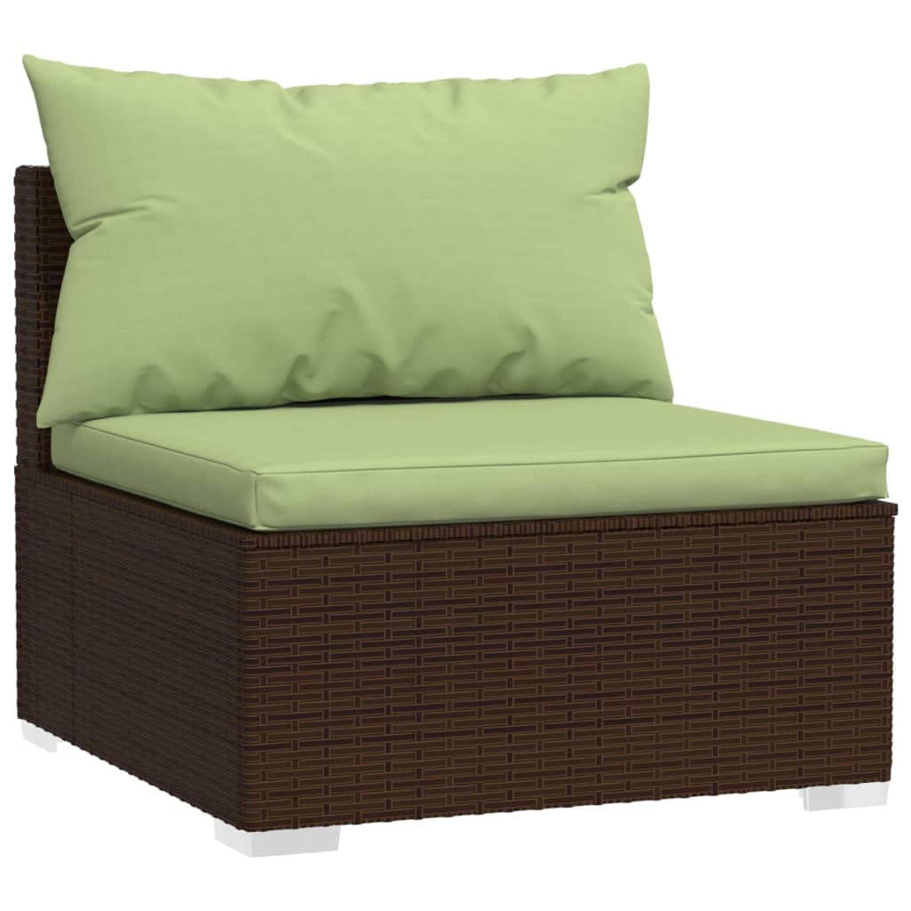 Set Divani da Giardino 8 pz con Cuscini Verde Marrone Rattan PE Resistente Modulare per Esterni, Arredo Lounge da Esterno per Patio, Veranda, Balcone, Terrassa, Relax e Pranzo in Famiglia